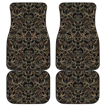 Lotus Gold Mandala Design Themed Car Floor Mats Front Back