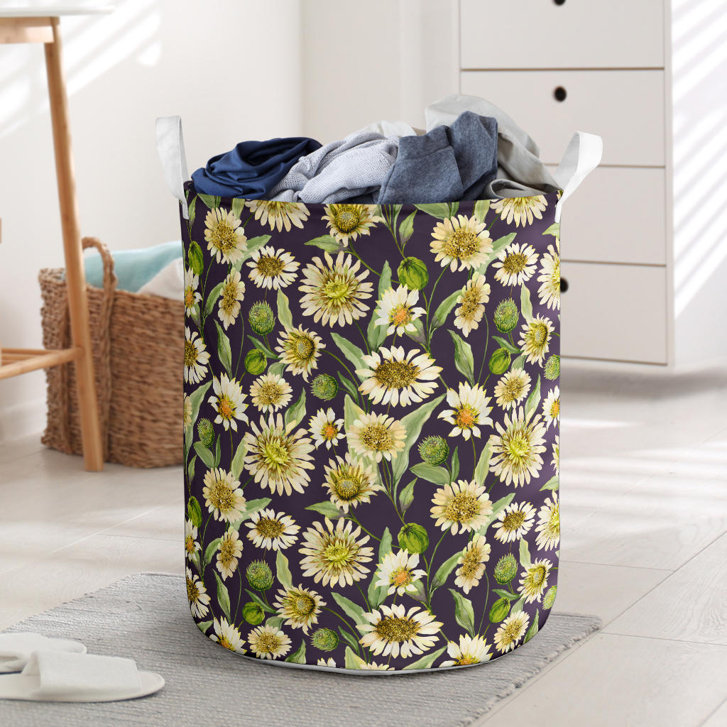 Daisy Vintage Print Pattern Laundry Basket