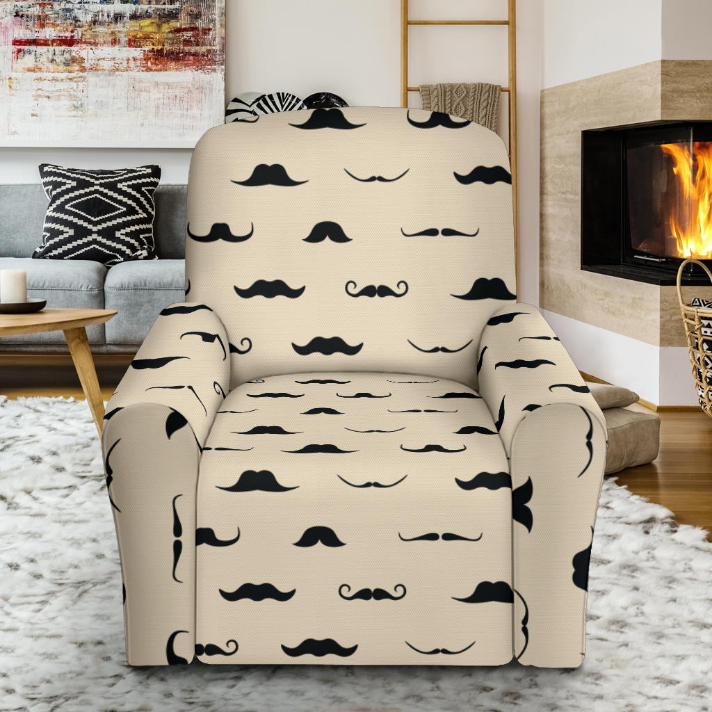 Mustache Pattern Print Design A03 Recliner Slipcover with Pocket