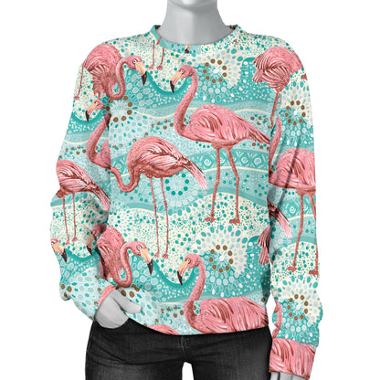 Flamingo Background Themed Print Women Long Sleeve Sweatshirt