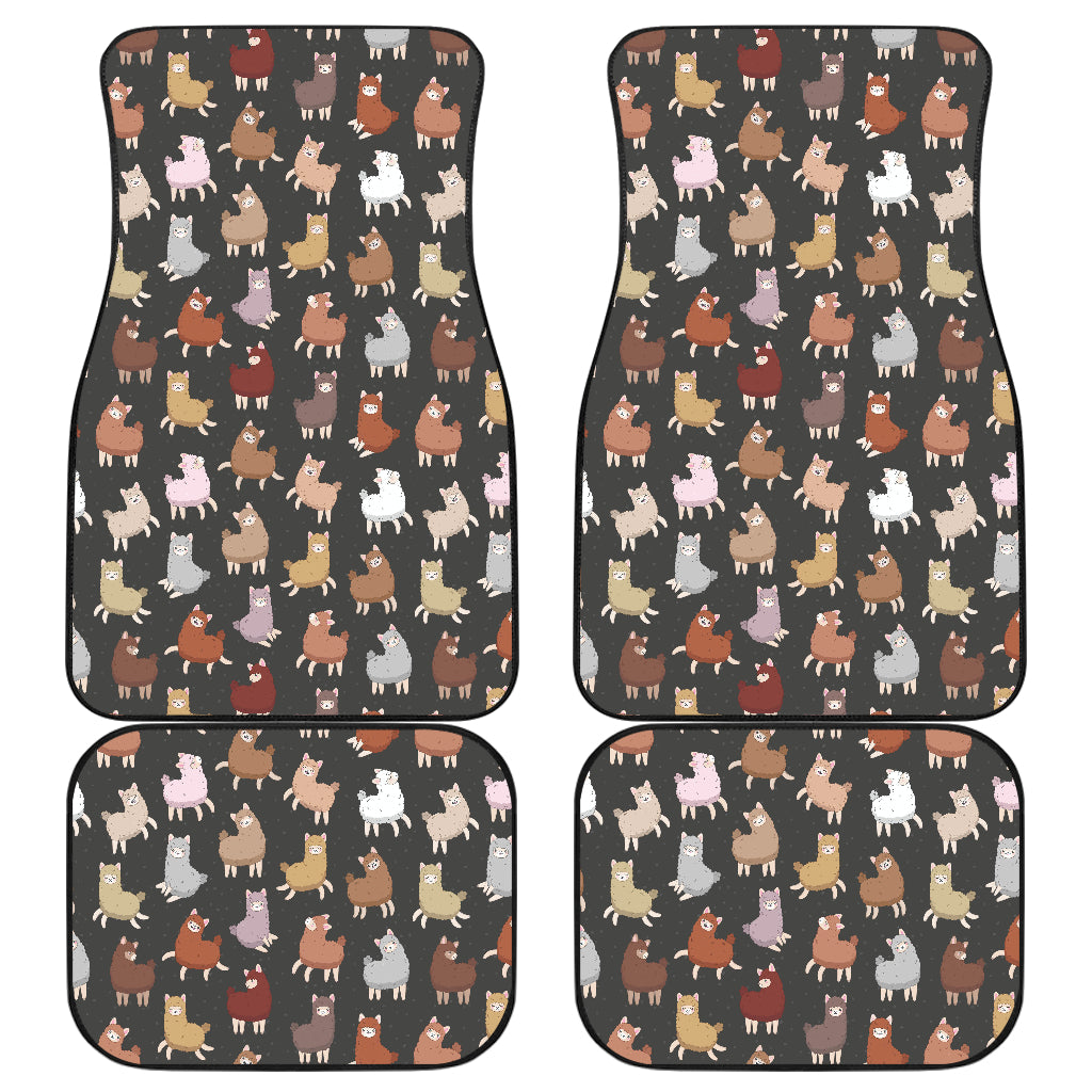 Alpaca Cute Design Themed Print Car Floor Mats Front Back