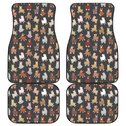 Alpaca Cute Design Themed Print Car Floor Mats Front Back