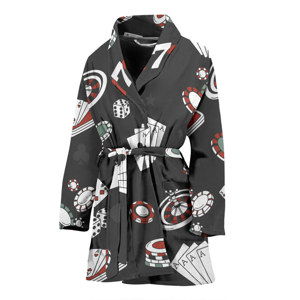 Casino Pattern Print Design 02 Women Bathrobe