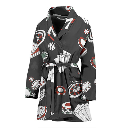 Casino Pattern Print Design 02 Women Bathrobe