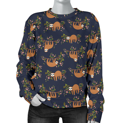 Sloth flower Design Themed Print Women Long Sleeve Sweatshirt