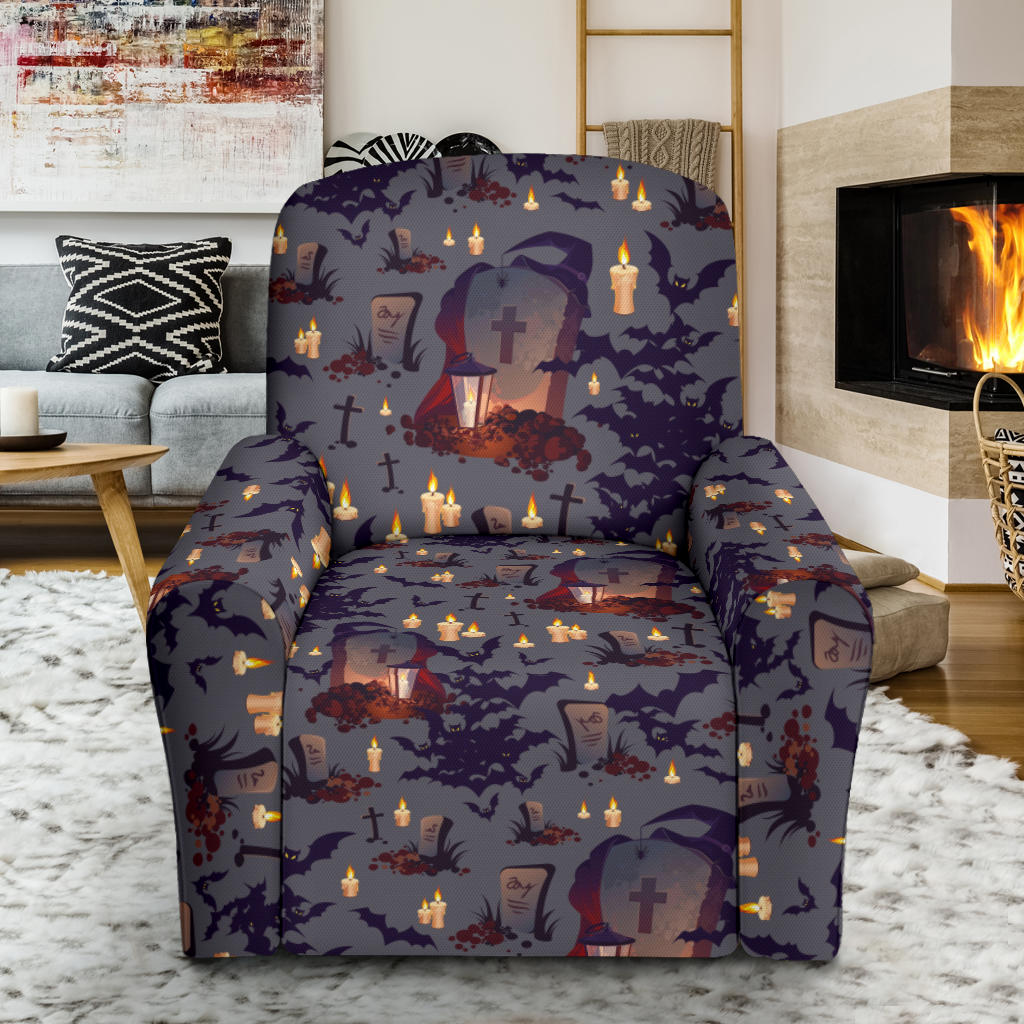 Creepy Graveyard Print Design LKS301 Recliner Slipcover with Pocket