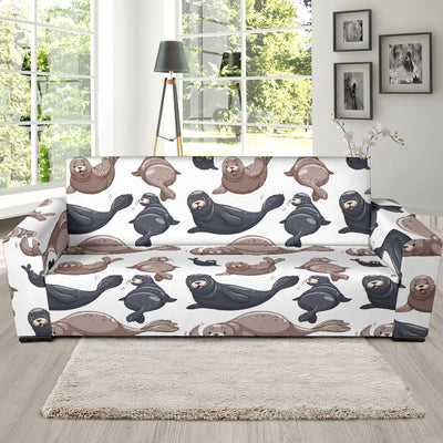 Sea Lion Pattern Print Design 02 Sofa Slipcover