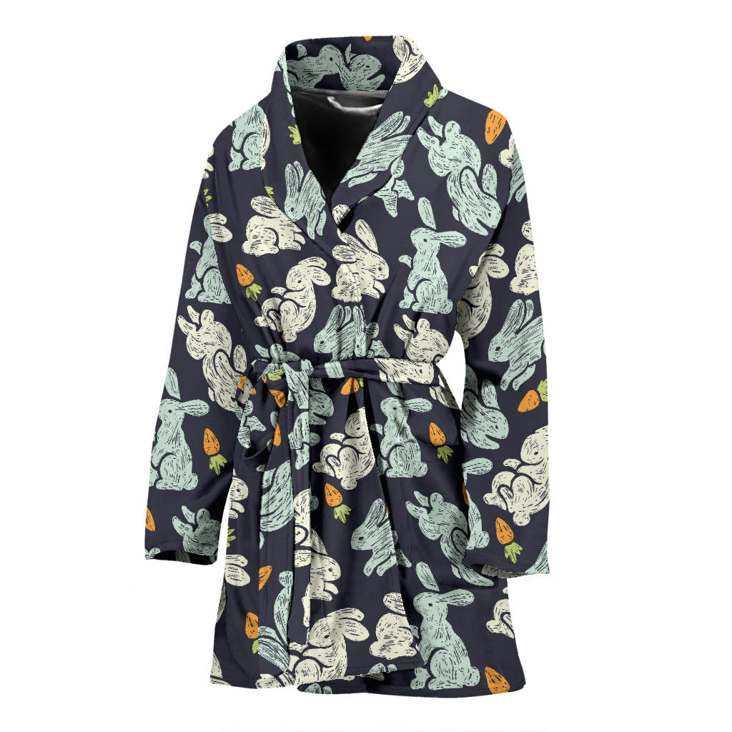 Bunny Pattern Print Design 04 Women Bathrobe
