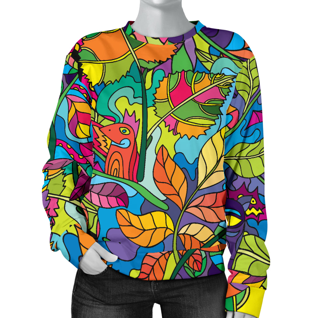 Psychedelic Trippy Flower Print Women Long Sleeve Sweatshirt