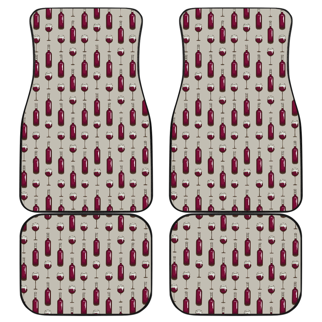 Wine Bottle Pattern Print Car Floor Mats Front Back