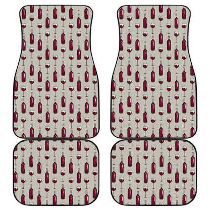 Wine Bottle Pattern Print Car Floor Mats Front Back