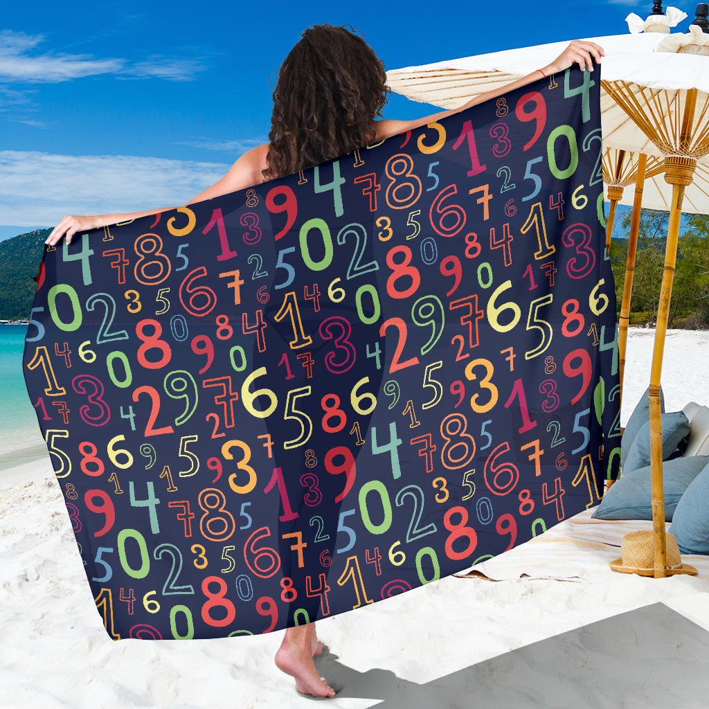Number Pattern Print Design A01 Sarong Pareo Wrap