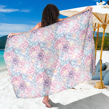 Dahlia Pattern Print Design 01 Sarong Pareo Wrap