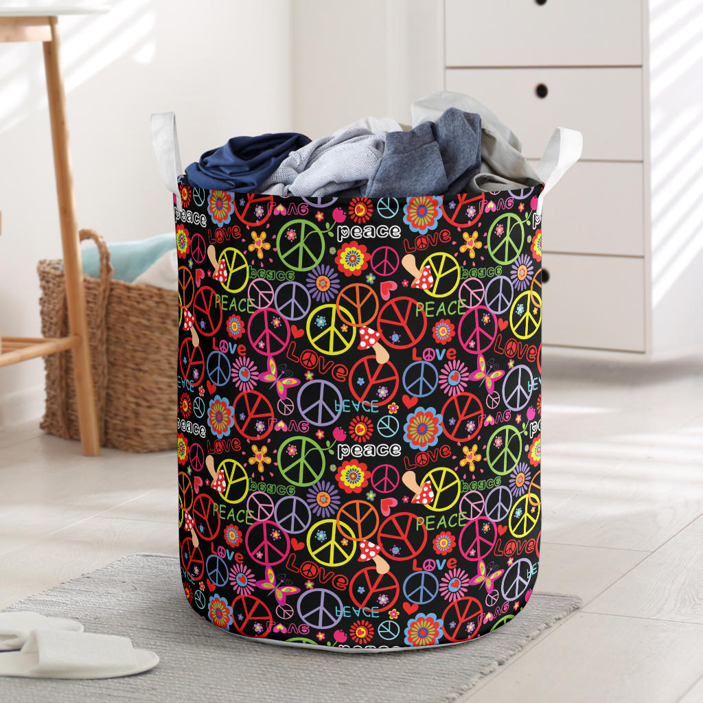 Peace Sign Colorful Design Print Laundry Basket