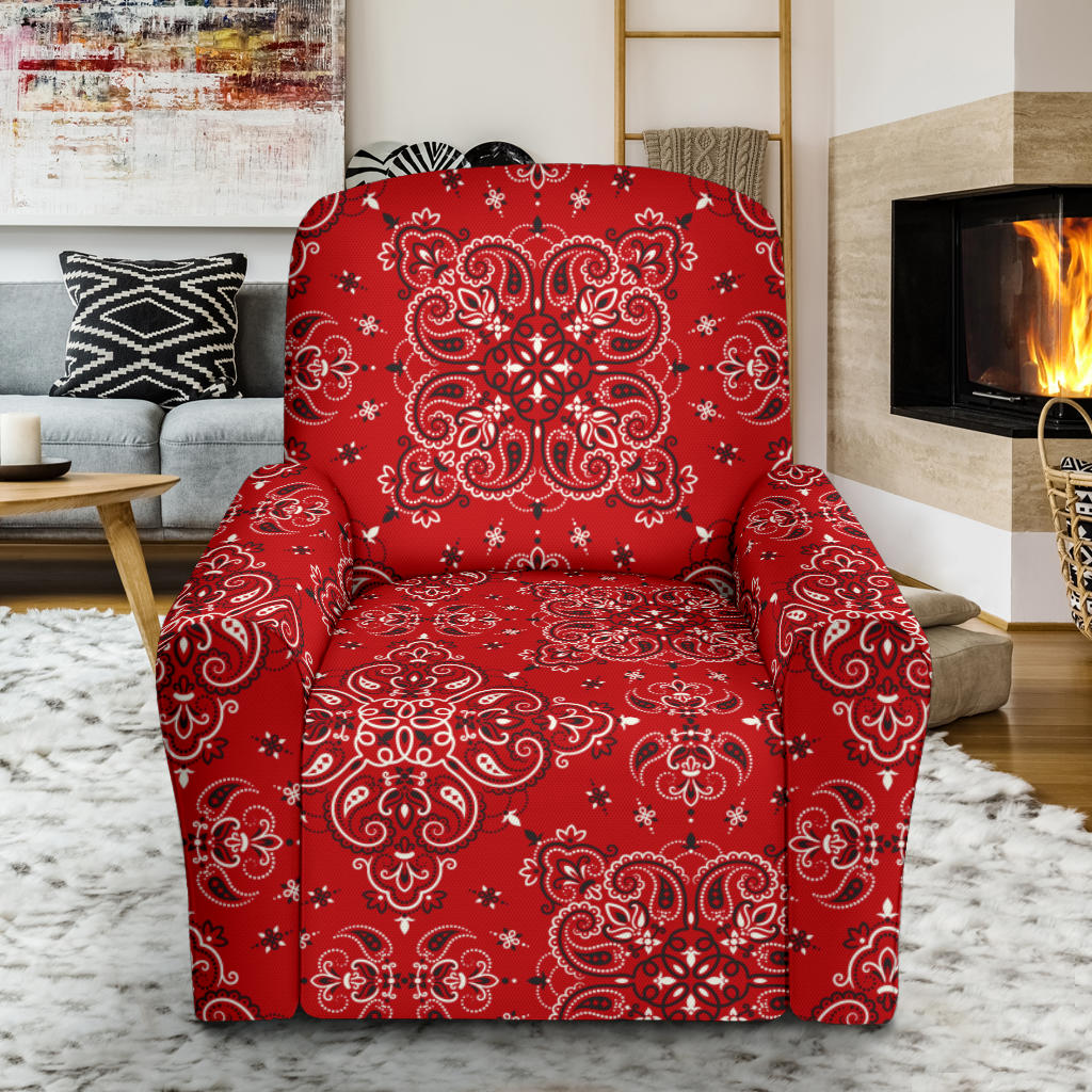 Bandana Red Pattern Print Design LKS3010 Single Sofa Slipcover