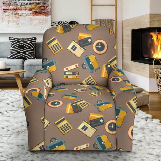 Accounting Financial Pattern Print Design 03 Recliner Slipcover with Pocket