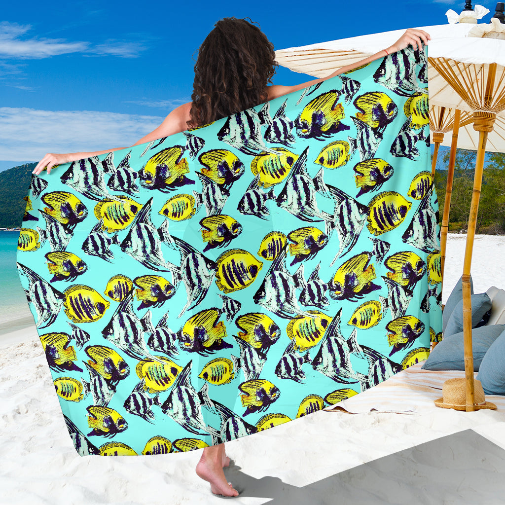 Angelfish Pattern Print Design 02 Sarong Pareo Wrap