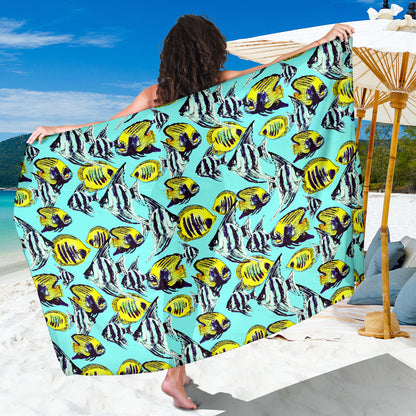 Angelfish Pattern Print Design 02 Sarong Pareo Wrap
