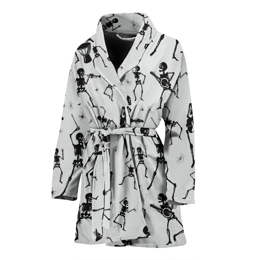 Skeleton Music Player Print Design LKS303 Women Bathrobe