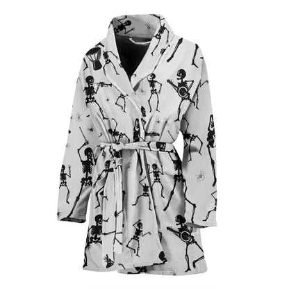Skeleton Music Player Print Design LKS303 Women Bathrobe