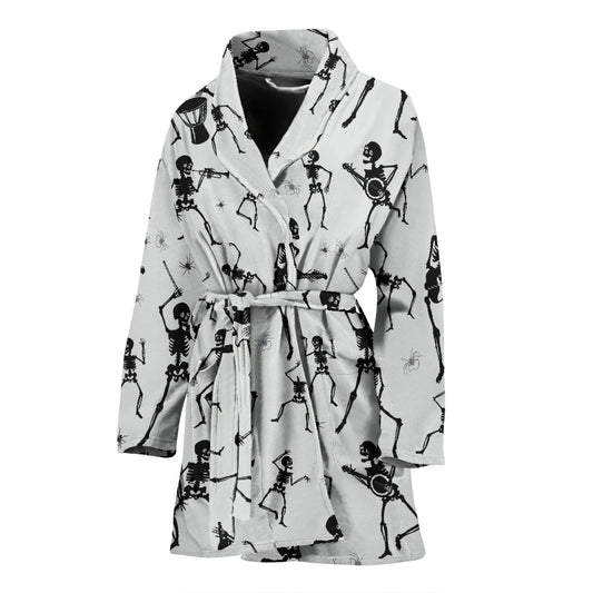 Skeleton Music Player Print Design LKS303 Women Bathrobe