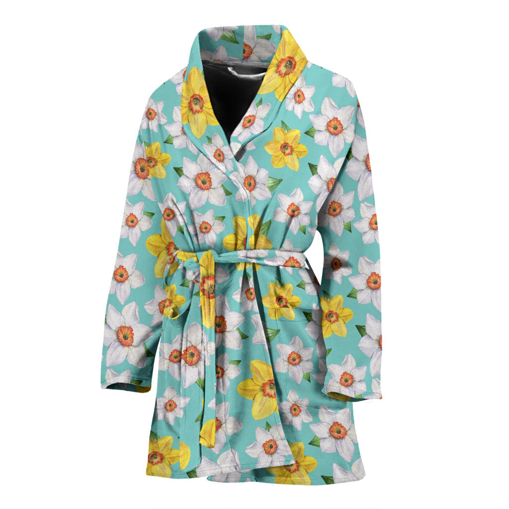 Daffodils Pattern Print Design 02 Women Bathrobe