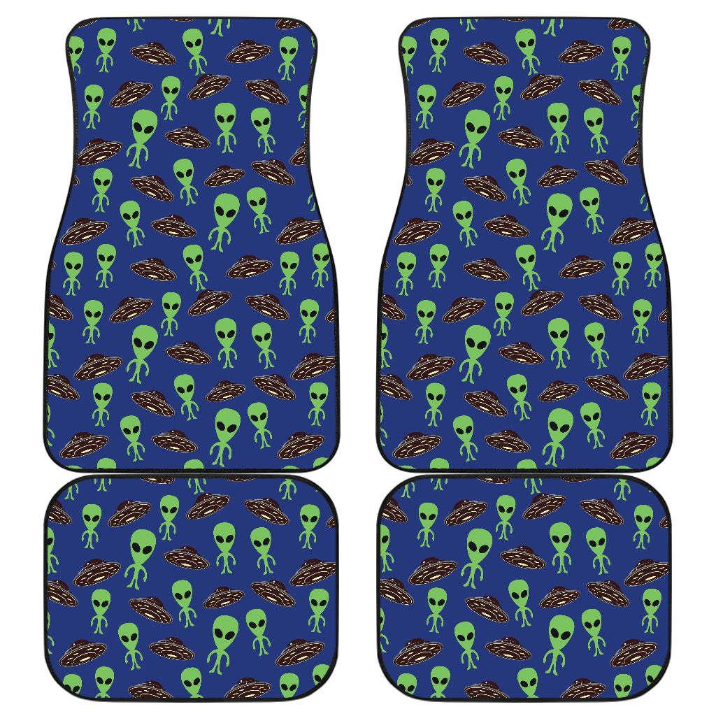 Alien Green UFO Pattern Car Floor Mats Front Back