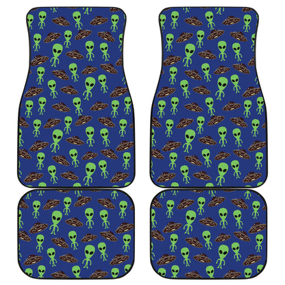 Alien Green UFO Pattern Car Floor Mats Front Back