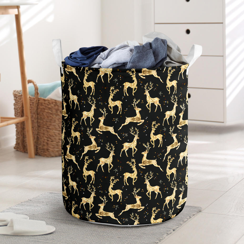 Deer Gold Pattern Laundry Basket