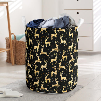 Deer Gold Pattern Laundry Basket