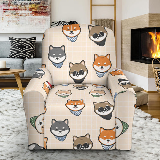 Shiba Inu Print Design LKS3010 Recliner Slipcover with Pocket