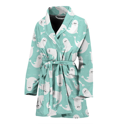 Sea Lion Print Design LKS401 Women Bathrobe