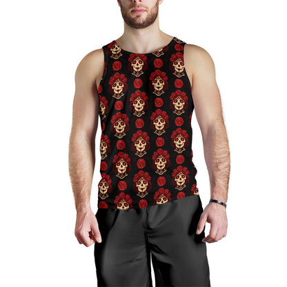 Day of the Dead Skull Girl Pattern Men Tank Top