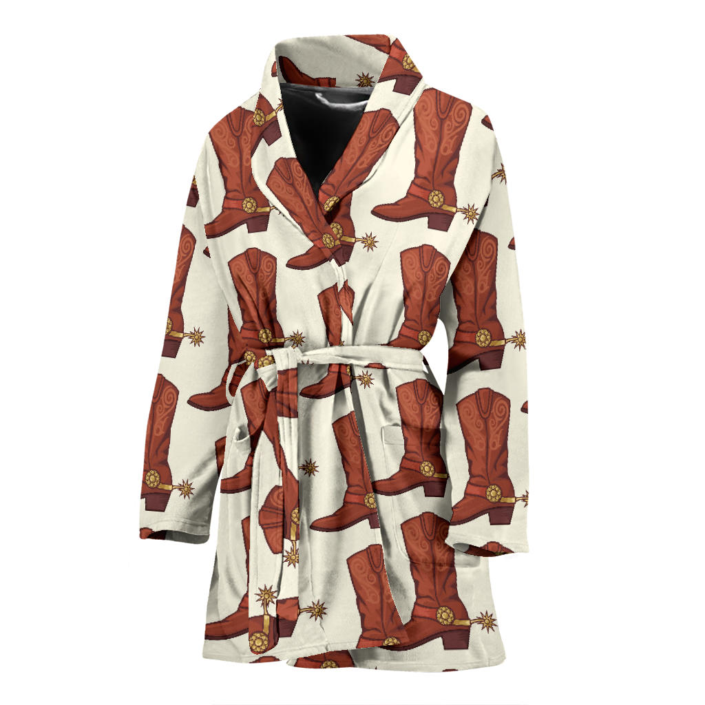 Cowboy Pattern Print Design 06 Women Bathrobe