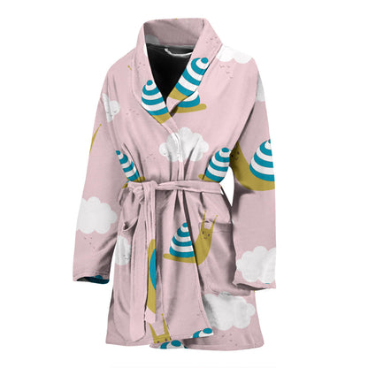 Snail Pattern Print Design 02 Women Bathrobe