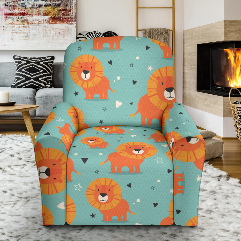 Lion Baby Pattern Print Design 03 Recliner Slipcover with Pocket