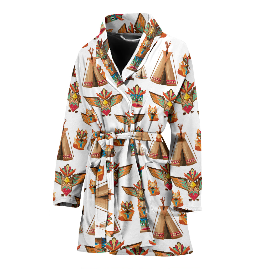 Totem Native Print Design LKS303 Women Bathrobe