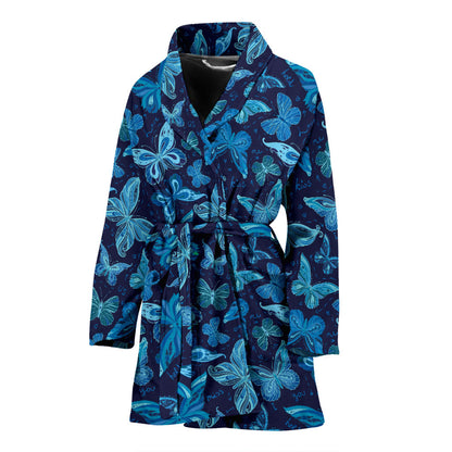 Butterfly Pattern Print Design 03 Women Bathrobe