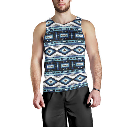 Navajo Dark Blue Print Pattern Men Tank Top
