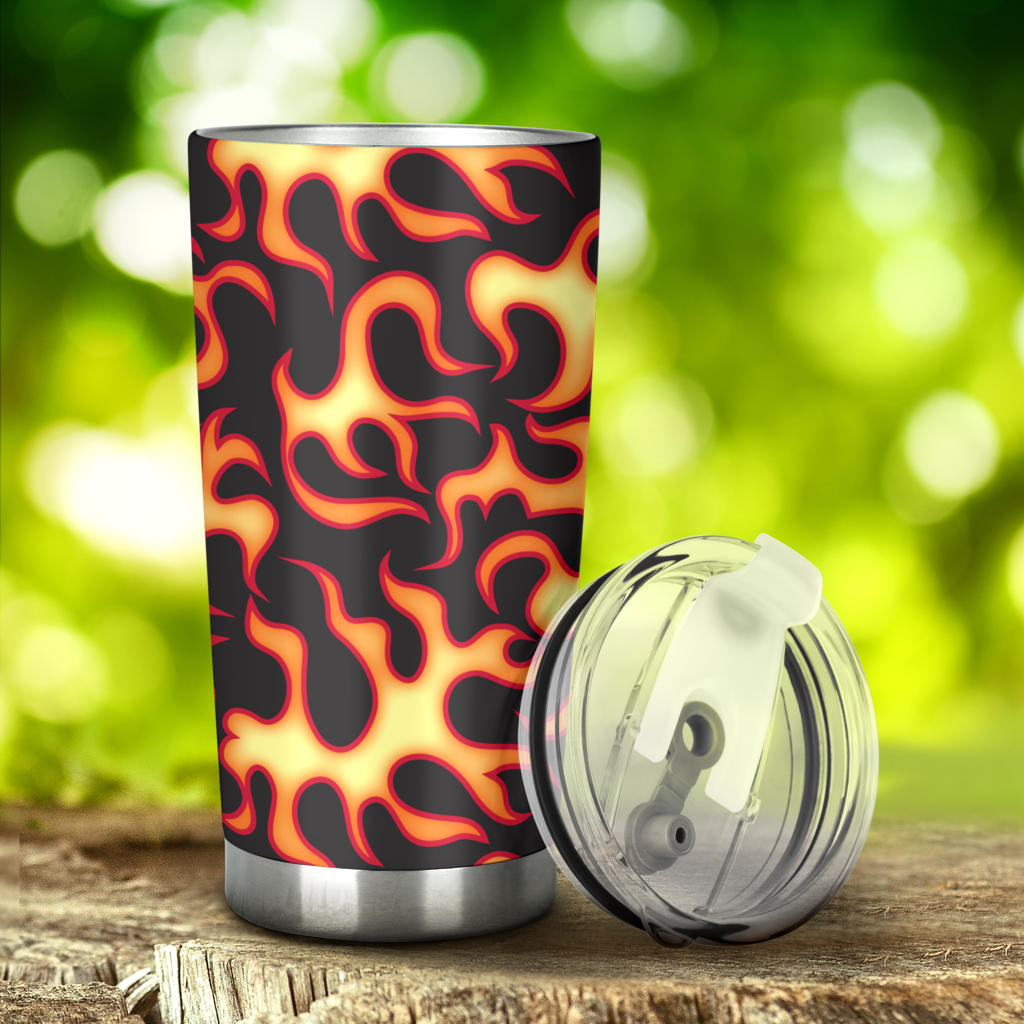 Flame Fire Themed Print Tumbler