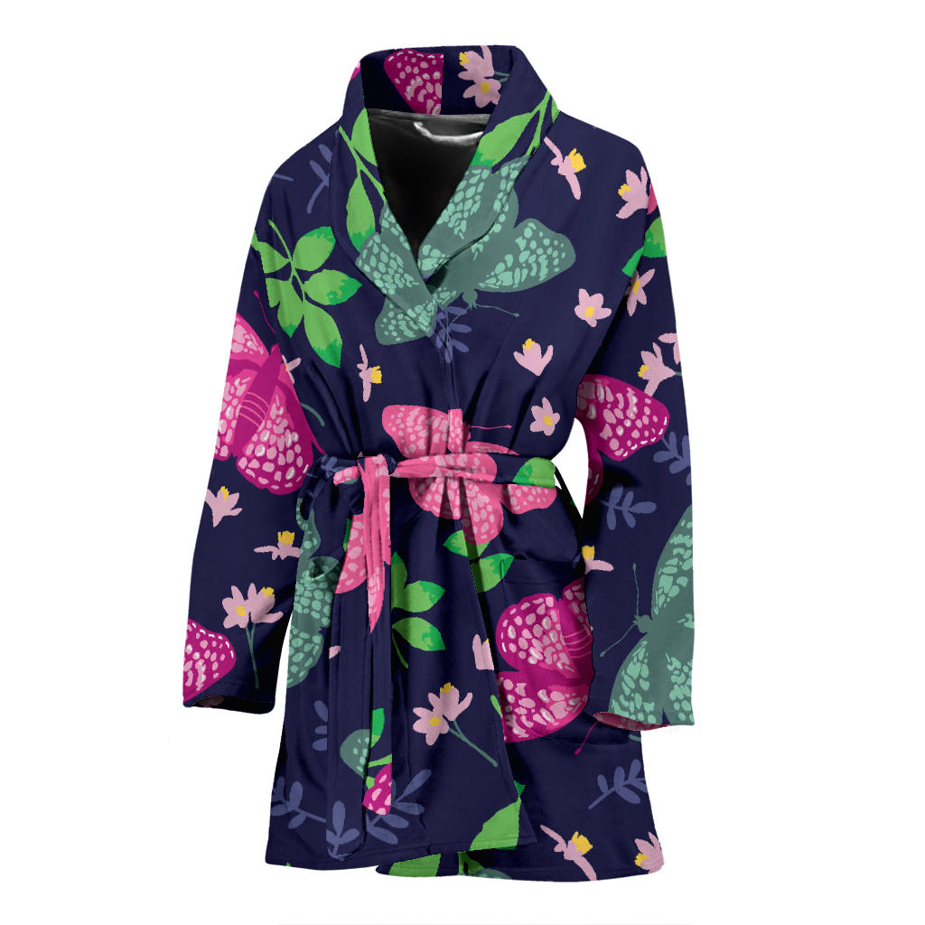Monarch Butterfly Pattern Print Design 03 Women Bathrobe