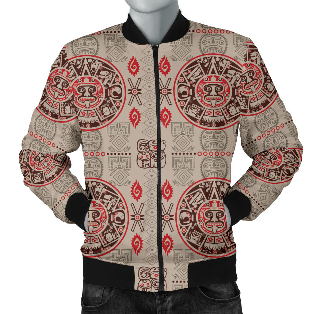 Calendar Aztec Print Pattern Men Bomber Jacket