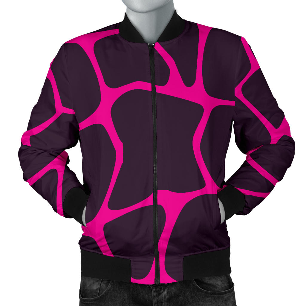 Giraffe Pink Background Texture Print Men Bomber Jacket
