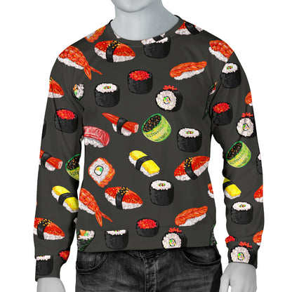 Sushi Design Print Men Long Sleeve Sweatshirt