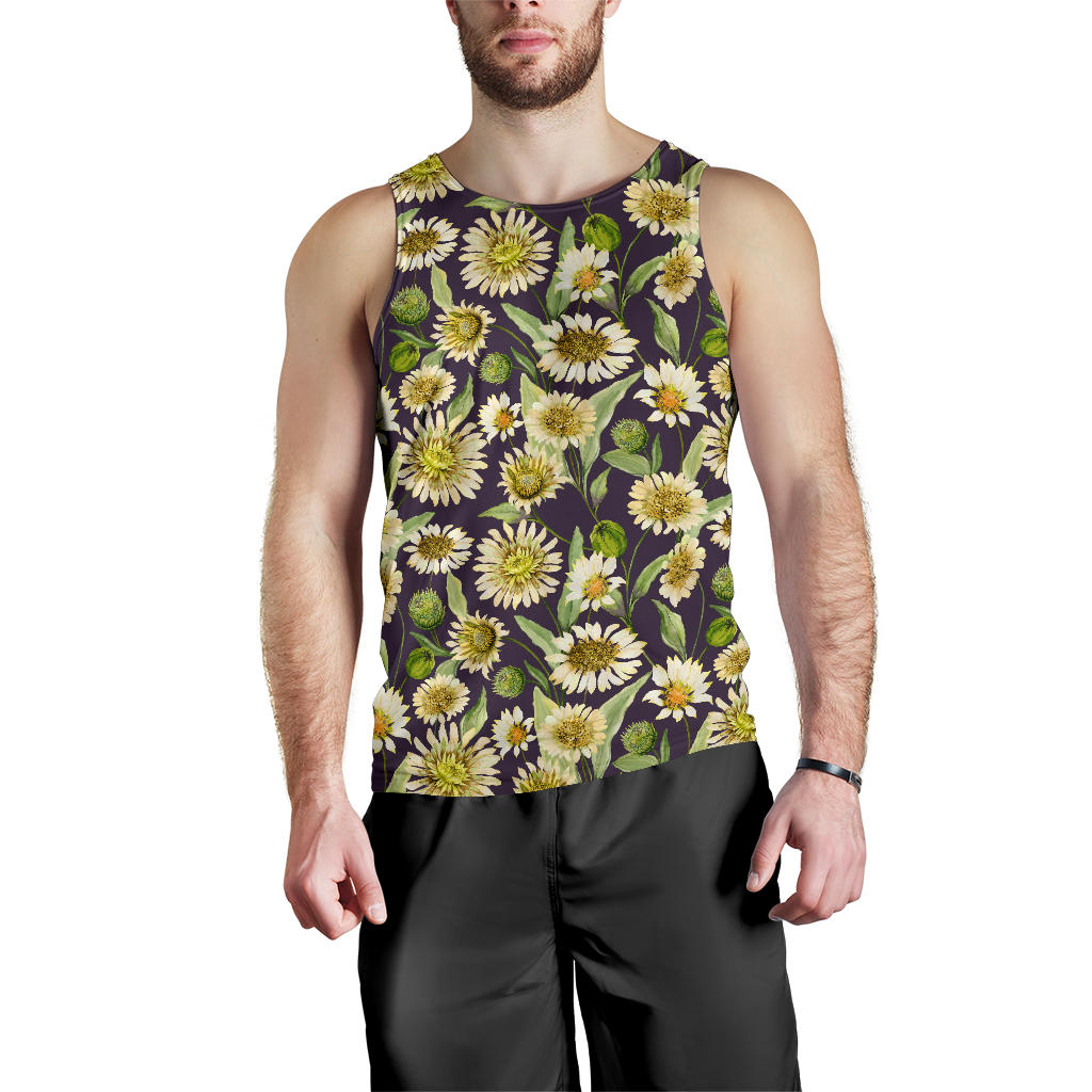Daisy Vintage Print Pattern Men Tank Top