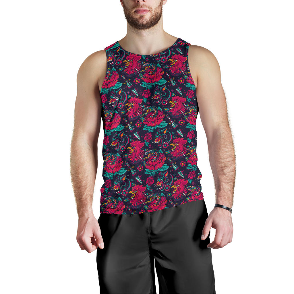 Old School Tattoo Print Men Tank Top