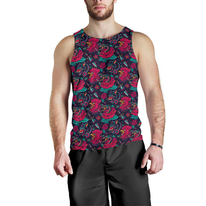 Old School Tattoo Print Men Tank Top
