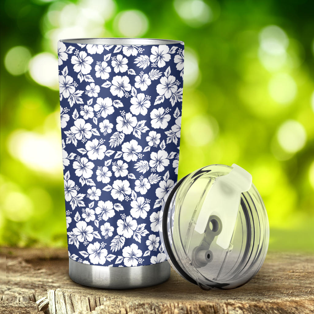 Hibiscus Blue Hawaiian Flower Style Tumbler