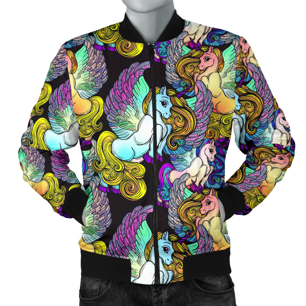 Unicorn With Wings Print Pattern Men Bomber Jacket