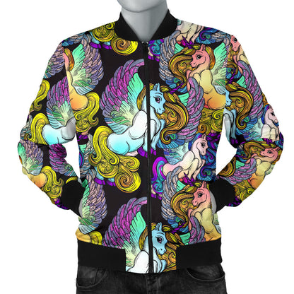 Unicorn With Wings Print Pattern Men Bomber Jacket